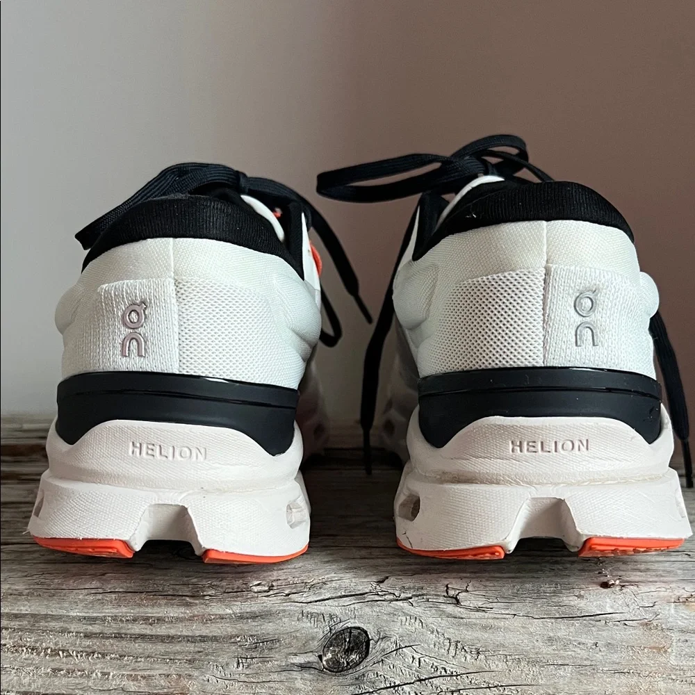 On Running Men's/Unisex White Black Orange Cloud Sneakers - Picture 4 of 14